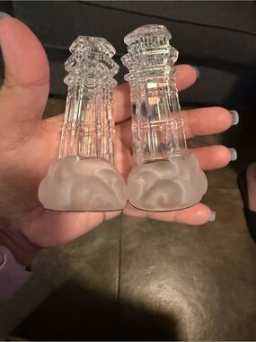 Lenox Clear Crystal & Frosted White Lighthouse Salt & Pepper Set